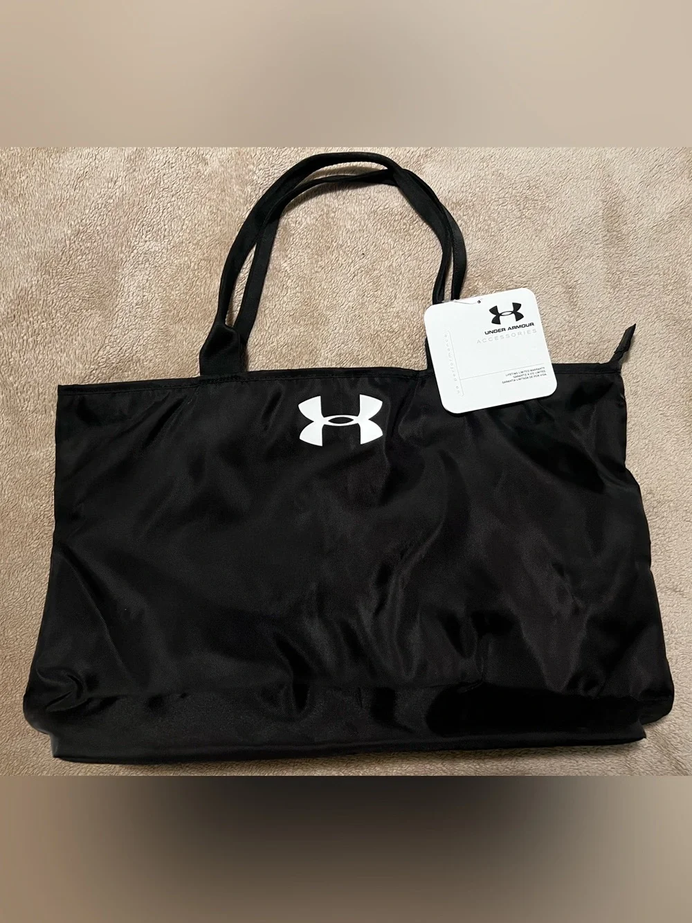 Large Under Armour Black and White Logo Tote Bag - Brand NWT